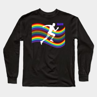 Silhouette white sprint on rainbow Long Sleeve T-Shirt